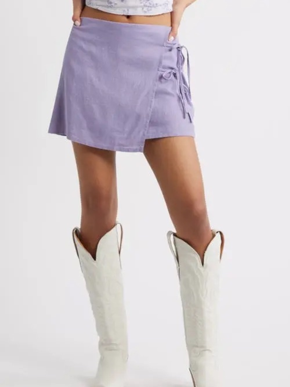 BP. • NWT linen blend Lilac Wrap Tie Mini Skort W21”